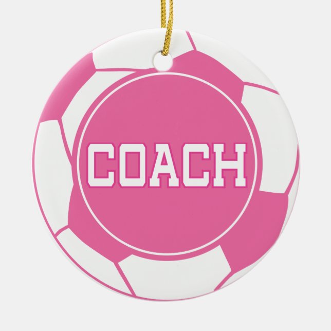 Girls Soccer Coach Gift Idea Ceramic Tree Decoration (Front)