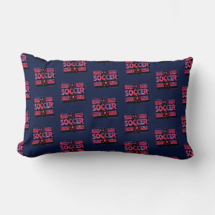 Girls Soccer Geometric Retro Typography Lumbar Cushion
