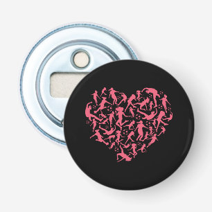 Girls Soccer Heart - Women Players Bottle Opener