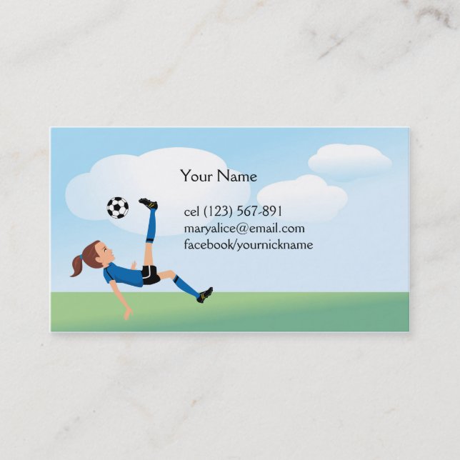Girl's Soccer Kick Calling Card (Front)