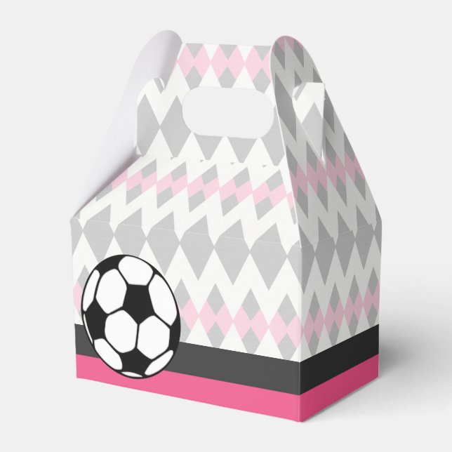 Girl's Soccer Party Custom Birthday Favour Box (Front Side)