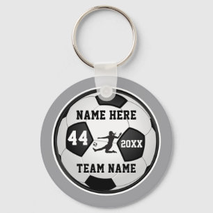 Girls Soccer Party Favors, Gray, Black and White Key Ring