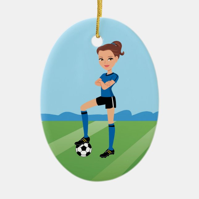 Girl's Soccer Player Ornament Illustrated (Front)