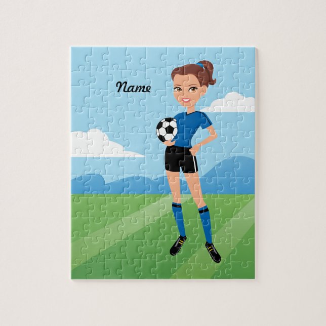 Girl's Soccer Player Personalised Jigsaw Puzzle (Vertical)