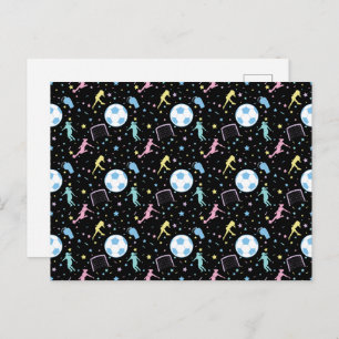 Girls Soccer Silhouettes Stars and Sparkles Postcard