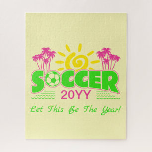 Girls Soccer Sunshine Palm Trees Jigsaw Puzzle