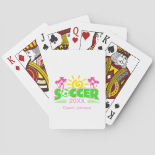 Girls Soccer Sunshine Palm Trees Playing Cards