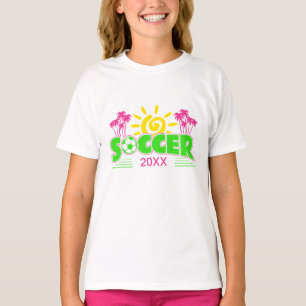 Girls Soccer Sunshine Palm Trees T-Shirt