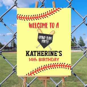 Girls Softball Birthday Party Welcome Poster