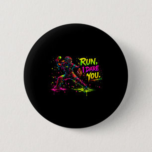 Girls softball catcher graphic bold colour splatte 6 cm round badge