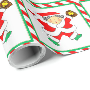 Girls Softball Holiday Gift Wrapping Paper