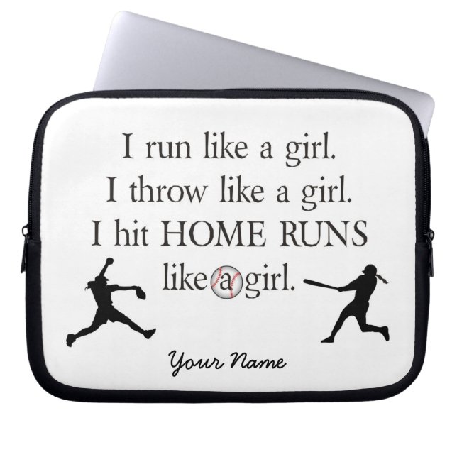 Girls Softball Laptop Sleeve (Front)