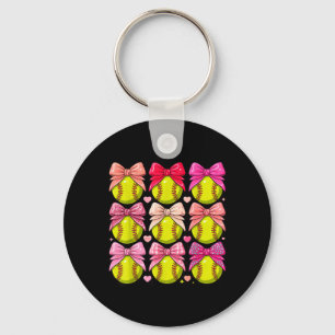 Girls Softball nk Coquette Bow Softball Vibes Key Ring