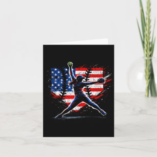 Girls Softball Pitcher Red White Blue Summer Card
