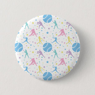 Girls Softball Player Stars 6 Cm Round Badge