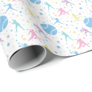 Girls Softball Player Stars Wrapping Paper