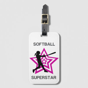 Girls Softball Superstar Luggage Tag