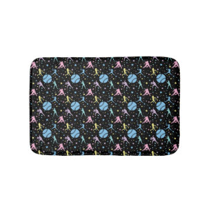Girls Softball - Women Players with Stars Bath Mat