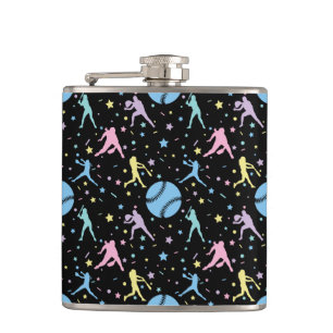 Girls Softball - Women Players with Stars Hip Flask