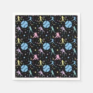 Girls Softball - Women Players with Stars Napkin