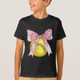 Girls Softll Coquette Bow Ribbon Mom Daughter Soft T-Shirt