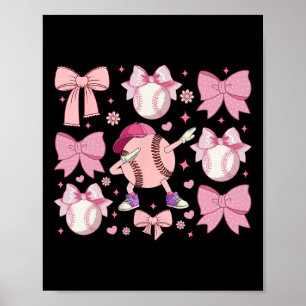 Girls Softll Coquette Bow Softll Mum Mothers Day  Poster