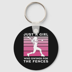 Girls Softll Just A Girl Who Swings For The Fences Key Ring