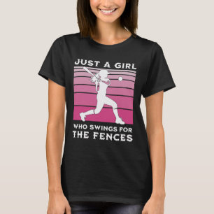 Girls Softll Just A Girl Who Swings For The Fences T-Shirt