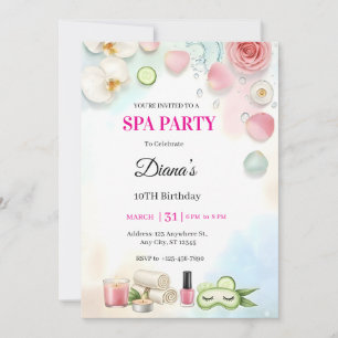 Girls Spa Birthday Party Invitation   Pamper Party