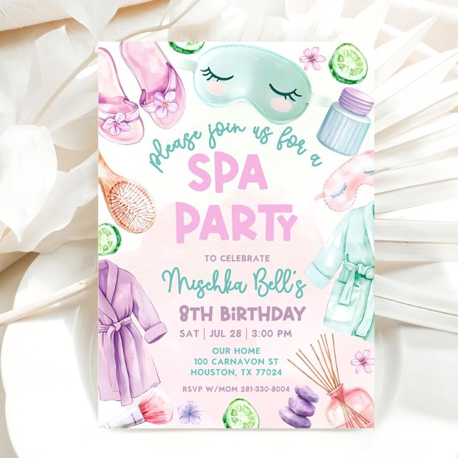 Girls Spa Birthday, Spa Party Birthday Glam Party Invitation (Creator Uploaded)