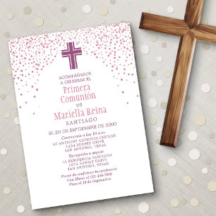 Girls' Spanish First Communion Invitation