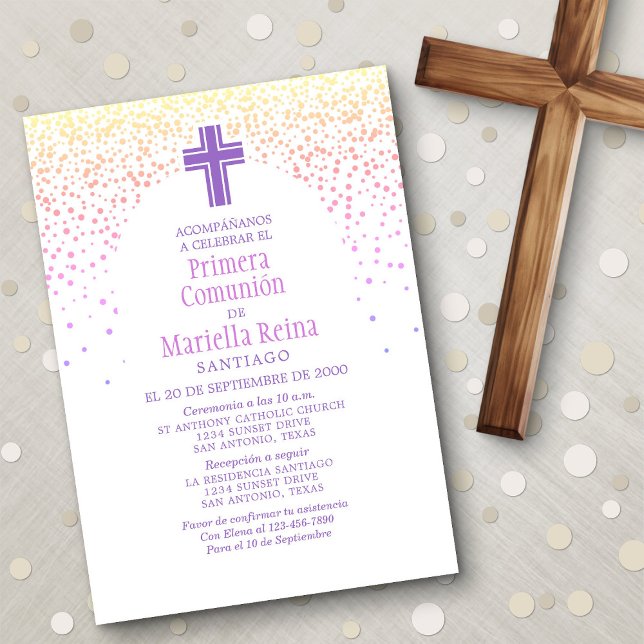 Girls' Spanish First Communion Invitation (Creator Uploaded)
