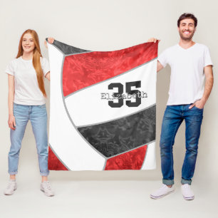 girls sports red black volleyball personalised fleece blanket