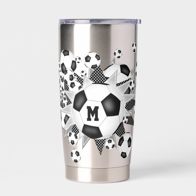 girls sports soccer balls stars insulated tumbler (Left)