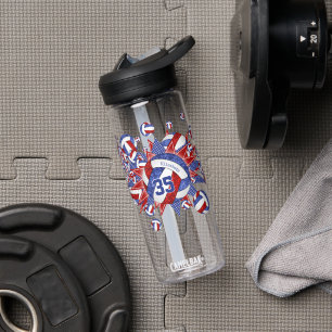 girls sporty red white blue volleyballs stars water bottle