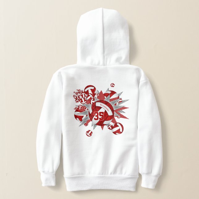 girls sporty red white volleyballs stars (Laydown Back)