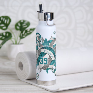 girls sporty teal grey volleyball blowout water bottle