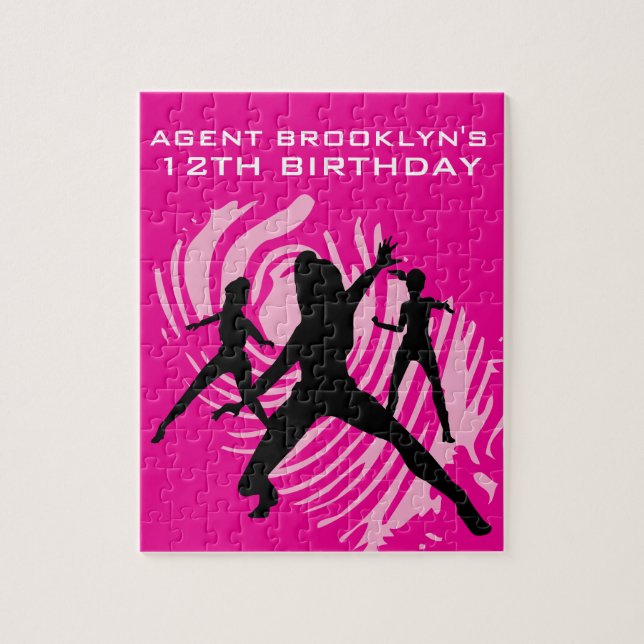 Girls Spy Party Pink Fingerprint Jigsaw Puzzle (Vertical)