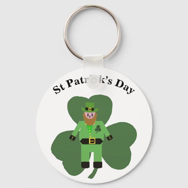 Girls St Patricks Day Leprechaun Key Ring (Front)