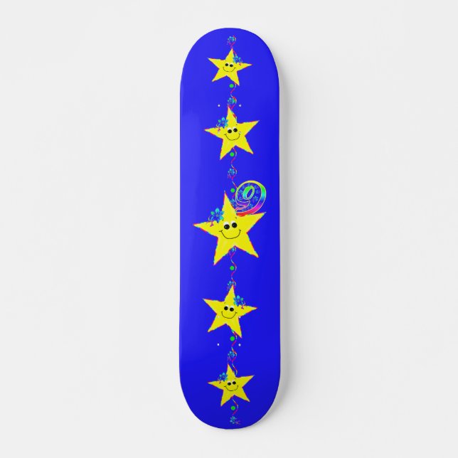 Girl's Stars Number 9 Skateboard (Front)