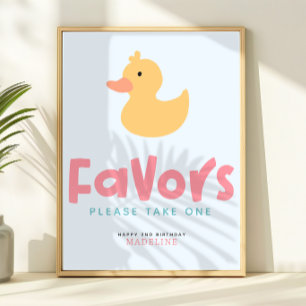 Girls Summer Rubber Duck Pool Party Birthday Favou Poster
