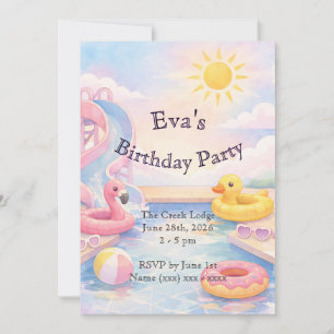 Girls Summertime Birthday Invitation