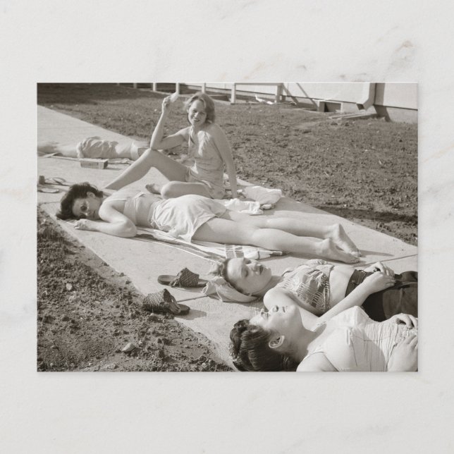 Girls Sunbathing, 1943 Postcard (Front)