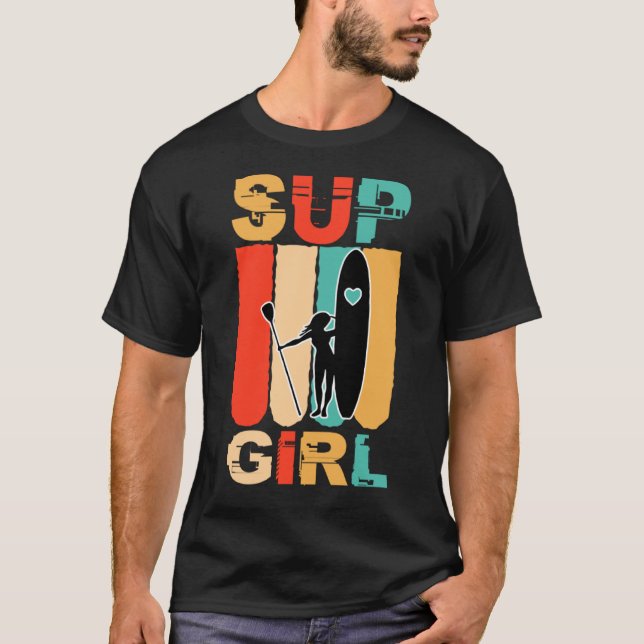 Girls SUP Stand Up Paddling Surfer Surfing T-Shirt (Front)
