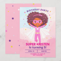 Girl's Super Hero Birthday Invites - Editable