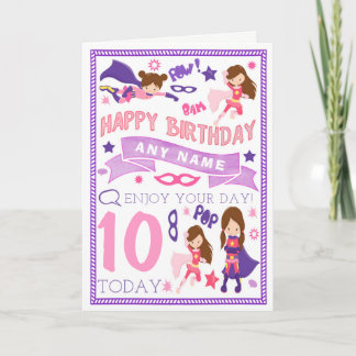Girls Superhero Personalised Birthday Card