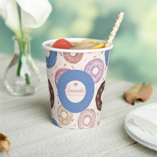 Girls Sweet Doughnut Pastel Birthday Paper Cups