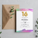 Girls Sweet Sixteen 16th Birthday Photo Invitation<br><div class="desc">Colorful fun photo 16th birthday party invitation for her sweet sixteen birthday party. Customize with photo on the front and party details on the back.</div>
