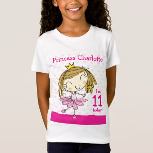 GIRLS T-SHIRT Age 11 princess 11th Birthday