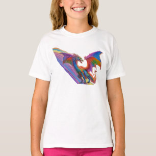 Girls T Shirt, Rainbow Dragon Design.  T-Shirt